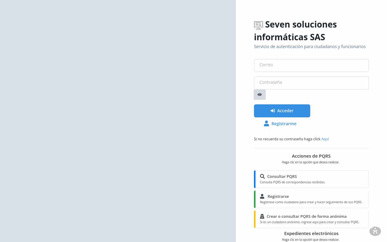 Pantalla de intraweb.seven.com.co