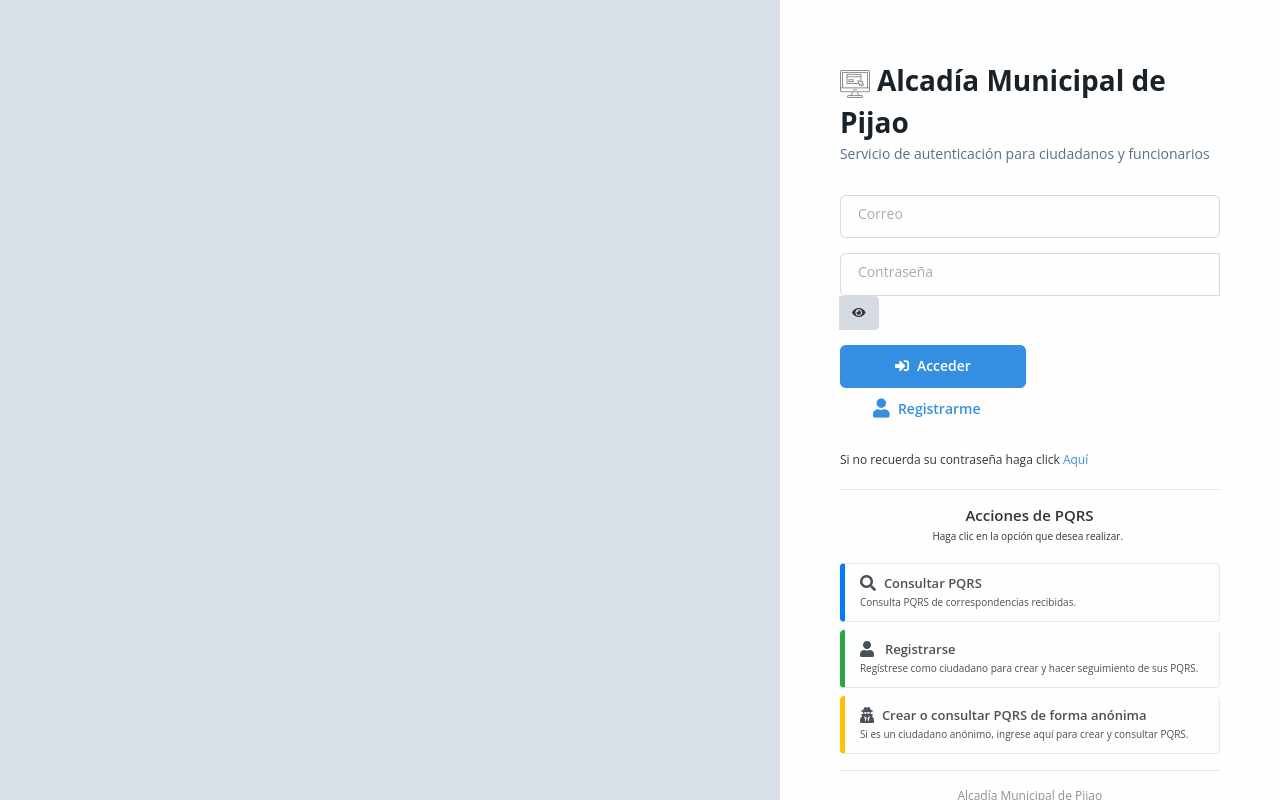 Pantalla de ventanillaunicavirtualpijao.gov.co